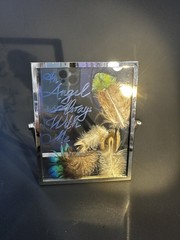 FloutGlass Frames 5×4 Inch, Hanging Double Glass Picture feathers and phrase