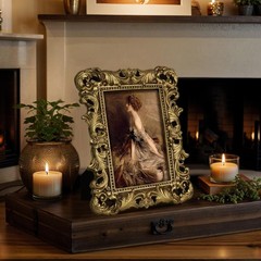 4×6 Gold Picture Frame Antique Ornate Vintage with Glass Front, Baroque Victo…