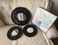 Wall Art Set 13×13 Canvas & 3 Beautiful Mirrors Perfect For Any Room Or Office