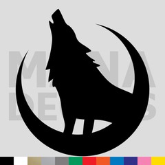 Wolf Howling Vinyl Die Cut Decal Sticker – Moon Animal