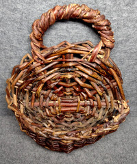 Vtg Wicker Door Pocket Basket Handwoven Rustic Farmhouse Cottage 8″ Wall Basket