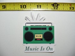 80S BOOMBOX MUSIC IS ON SMALL STICKER DECAL BAND SONGS MUSICIAN FUNNY