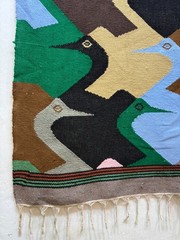 Vintage Gorgeous Hand Woven Peruvian Wool Weaving Tapestry Kilim Rug 144×106 Cm