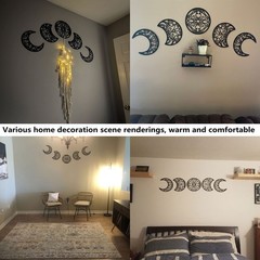 5 Pieces Moon Decoration Wall Decoration Wooden Moon Phase Wall Hanging Bohem…