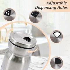 Salt and Pepper Shakers Set Glass, 4 oz Salt Pepper Containers with Adjustabl…