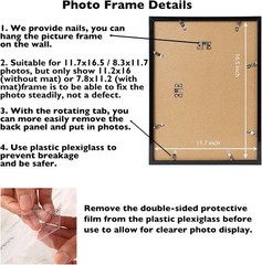 Lightweight Black Plastic Photo Frame with Plexiglass – Easy Installation