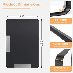 Bathroom Mirror for Wall, 30X22 Inch Rectangle Mirror, Matte Black Metal Framed