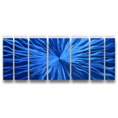 Metal Wall Sculpture Modern Abstract Art Blue Painting Contemporary Home Decor L
