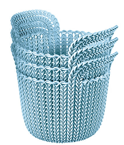 KETER 231981 Knit Round X-Small 3-Piece Basket Set, Extra, Misty Blue