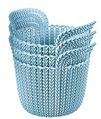 KETER 231981 Knit Round X-Small 3-Piece Basket Set, Extra, Misty Blue