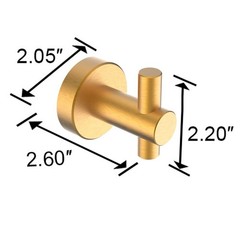 Round Base Wall Hanging Hook With Screws- Brushed Gold Hook, 2 Pack, For Entry S