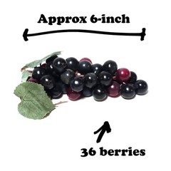24-PACK LOT Artificial Grape Bunch 6-inch Black Concord Uvas Case Dozen 10 20