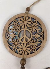Peace Sign Daisys Suncatcher Wood Lasercut Iridescent Reflective Colors Wood