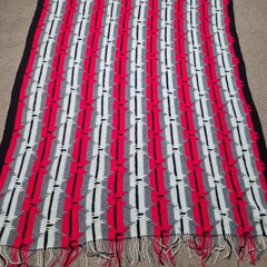 Handmade Afghan Crochet Blanket Couch Bed Throw Red Black White Gray 86″ x 49″