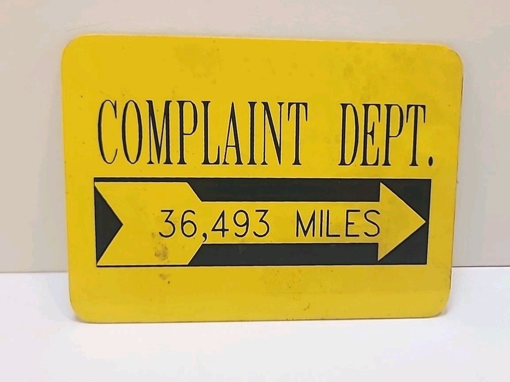 Vintage Complaint Department Sign Plastic 5″x7″