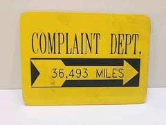 Vintage Complaint Department Sign Plastic 5″x7″