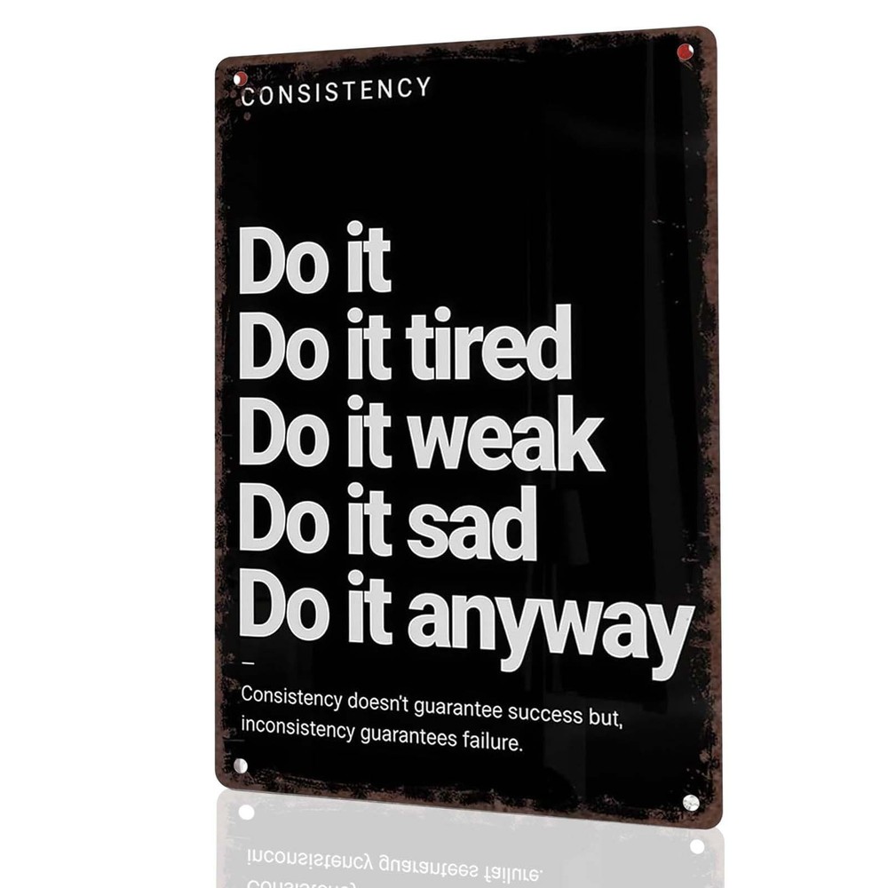 Do It Anyway Vintage Sign, Metal Motivational Wall Art for 12×8 inches, black