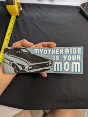 Vintage Car «My Other Ride Is To Your Mom» Bumper Sticker Vinyl Decal 3″x 8″