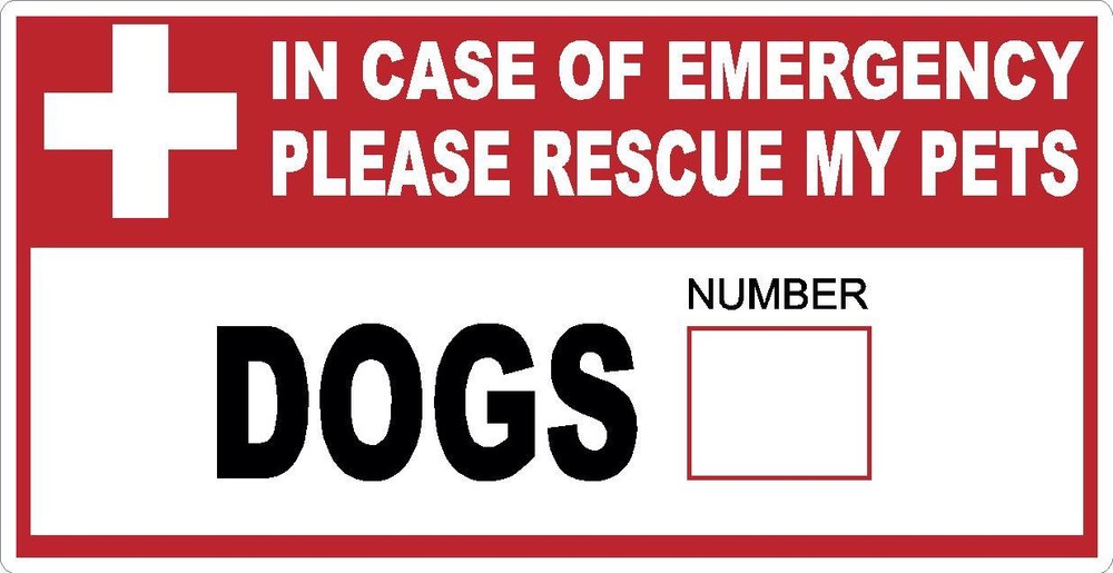IN CASE OF EMERGENCY SAVE MY PETS DOOR STICKER DECAL FIRE WARNING SAFETY DOG CAT