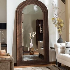 Arched Full Length Mirror with Solid Wood Frame, 71×32 Farmhouse Wall Mounted…
