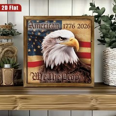 Bald Eagle We The People 1776 2026 American Patriotic Wooden Plaque Wall Decor