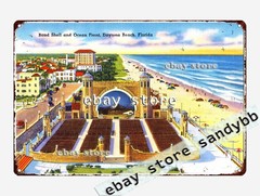 1930-45 Band shell ocean front, Daytona Beach, Florida tin sign retro nostalgic