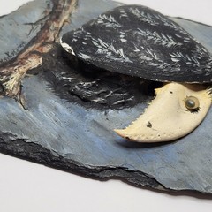 Buzzard Day Plaque Slate Wall Hang approx 8″x6″ Hand Painted Hinckley Ohio 1982