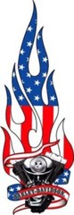 Harley Davidson Eagle Flag Flames Die-Cut Decal Sticker Medium 5.5 X 1.75