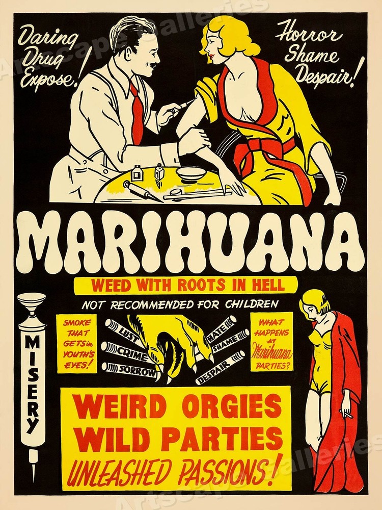 Marijuana 1930s Smoking Reefer Madness Vintage Style Movie Poster – 18×24