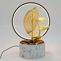 Decorative Fountain With Curves And LED Glowing Round Light 11.81*7.7*15.35in