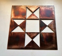 Ohio Star Quilt Square – Metal Wall Art – Copper 9″ x 9″