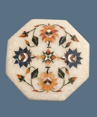 6 Inches Marble octagon Semi Precious Stone Inlay
