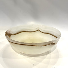 Onyx Bowl Brown Streaks 8 Inches Diameter Art Decorative