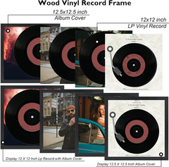 5 Pack Vinyl Record Frames 12×12 LP Album Cover Wall Display 12.5×12.5 Black