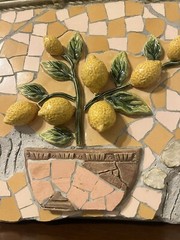 VTG Mosaic Furniture 15” Yellow Lemon Tree Italian Style Hanging Wall Art Plaque
