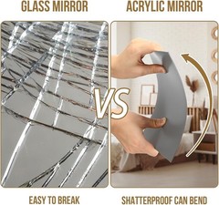 4 Pack Self Adhesive Acrylic Mirror, 8 x 8 Inch Mirror Tiles,Flexible Plastic