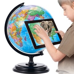 3D AR Large World Globe on Stand Rotating World Map Illuminated Night Lamp Gift