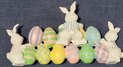 Resin Happy Easter Bunny Table Sitter Maker Unknown 8 Inches Wide