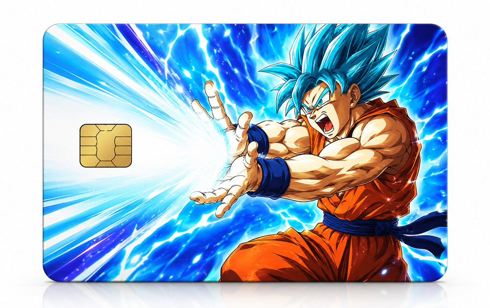 Anime Energy Wave Blue Warrior Debit Card Credit Card Skin Vinyl Sticker