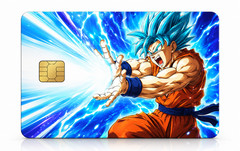 Anime Energy Wave Blue Warrior Debit Card Credit Card Skin Vinyl Sticker