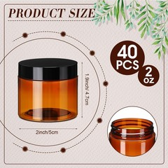 Tanlade 40 Pcs 2 Oz Plastic Jars Lids Round Cosmetic Containers Refillable