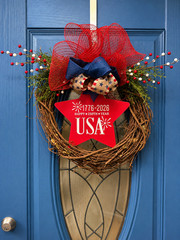 Wreath Patriotic Americas 250th Red, White and Blue