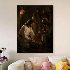 Jesus Washing Feet Canvas Art Christian Wall Decor Custom Religious Photo Gift