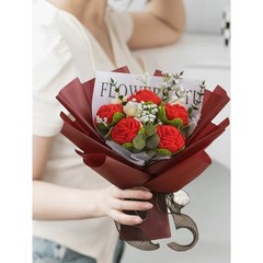 Handmade Bouquet Knitted Fabric Decorative Flower Collection