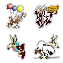 Wile E. Coyote Cartoon Set Of 4 Vinyl Sticker Decal – 5» longer side ID:3