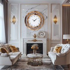 60/80CM Large Mirrored Clock Sparkle Crush Diamond Wall Clock Living Room Kitche
