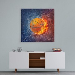 Basketball Canvas Print Wall Art Cool Sport Ball on Fire Home Decor For Any Room