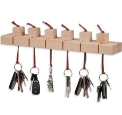 Wall-Mounted Wood Key Holder – Key Hanger With 6 Unfinished Wood Blocks DIY New