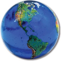 Natural Earth Marble – 0.9″ Translucent Blue Recycled Glass Mini Earth Globe