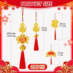 28 pcs Snake Charm Red Hanging Knot Good Luck Charms Pendants 2025 Chinese Ne…